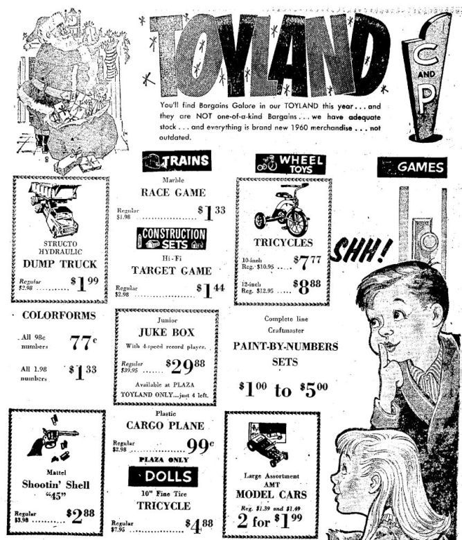 Wisconsin State Journal toy ads: 1960s